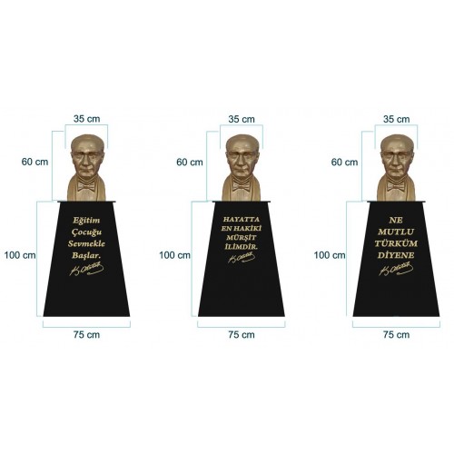 Atatürk Büstü Papyonlu (60cm Fiber)+ Kaide (100cm)