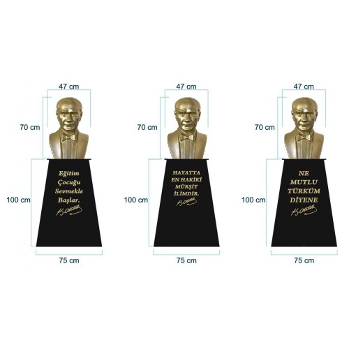 Atatürk Büstü Papyonlu (70cm Fiber)+ Kaide (100cm)