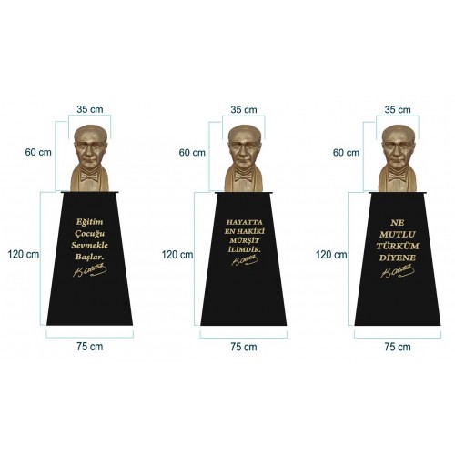 Atatürk Büstü Papyonlu (60cm Fiber)+ Kaide (120cm)