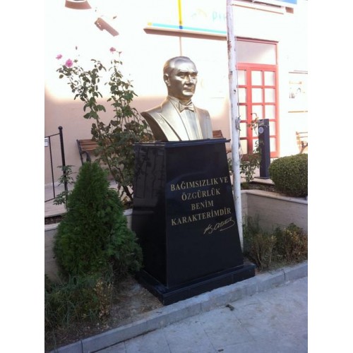 Atatürk Büstü Mermer Siyah Granit Kaide