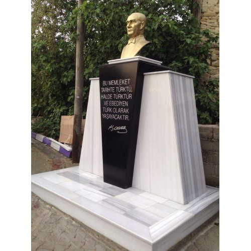 Atatürk Büstü Mermer Siyah Beyaz Granit Kaide