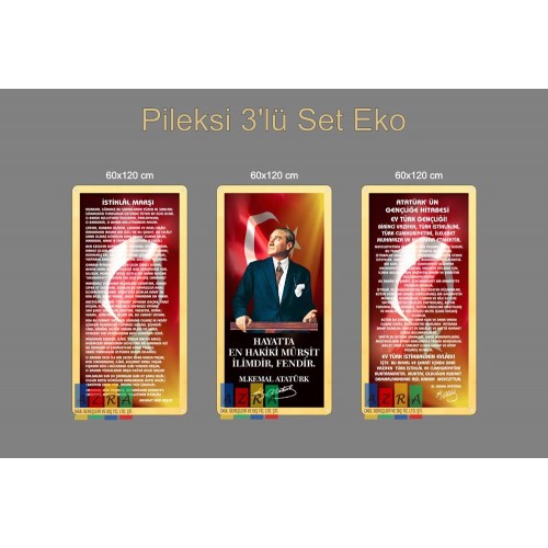 Atatürk Köşesi Pileksi 3 Parça 60x120cm