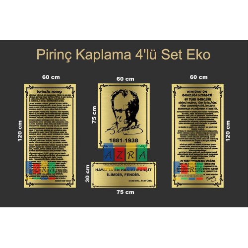 Atatürk Köşesi Pirinç Kaplama 4 Parça 60x120cm