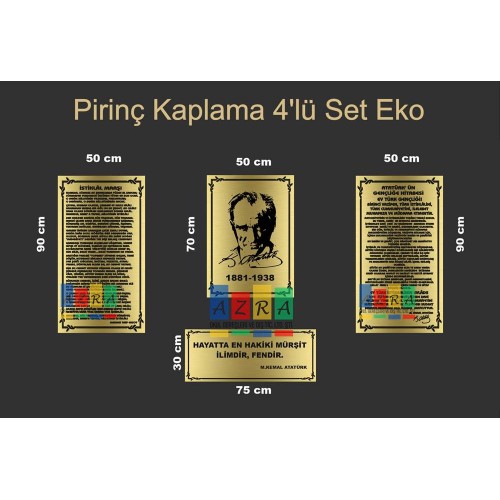 Atatürk Köşesi Pirinç Kaplama 4 Parça 50x90cm